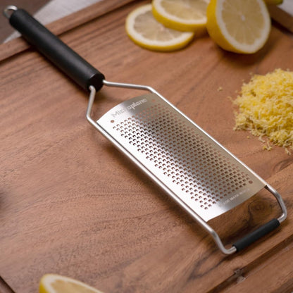 Savor Series Kitchen Grater Fine in Black for Hard Cheese Parmesan, Citrus Lemon, Orange, Lime, Ginger, Nutmeg, Cinnamon, Garlic, Chili, Chocolate - Stainless Steel Grater Made in USA