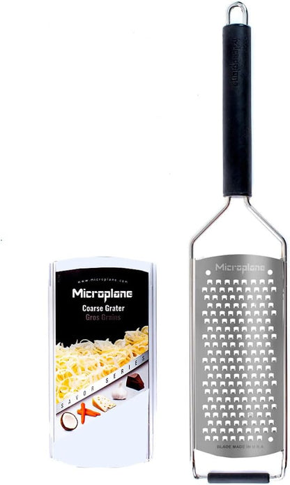 Savor Series Kitchen Grater Fine in Black for Hard Cheese Parmesan, Citrus Lemon, Orange, Lime, Ginger, Nutmeg, Cinnamon, Garlic, Chili, Chocolate - Stainless Steel Grater Made in USA