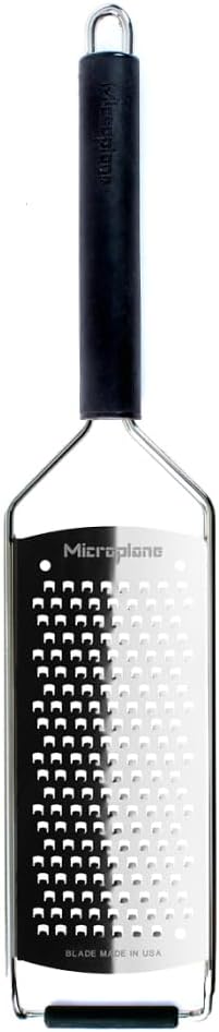 Savor Series Kitchen Grater Fine in Black for Hard Cheese Parmesan, Citrus Lemon, Orange, Lime, Ginger, Nutmeg, Cinnamon, Garlic, Chili, Chocolate - Stainless Steel Grater Made in USA