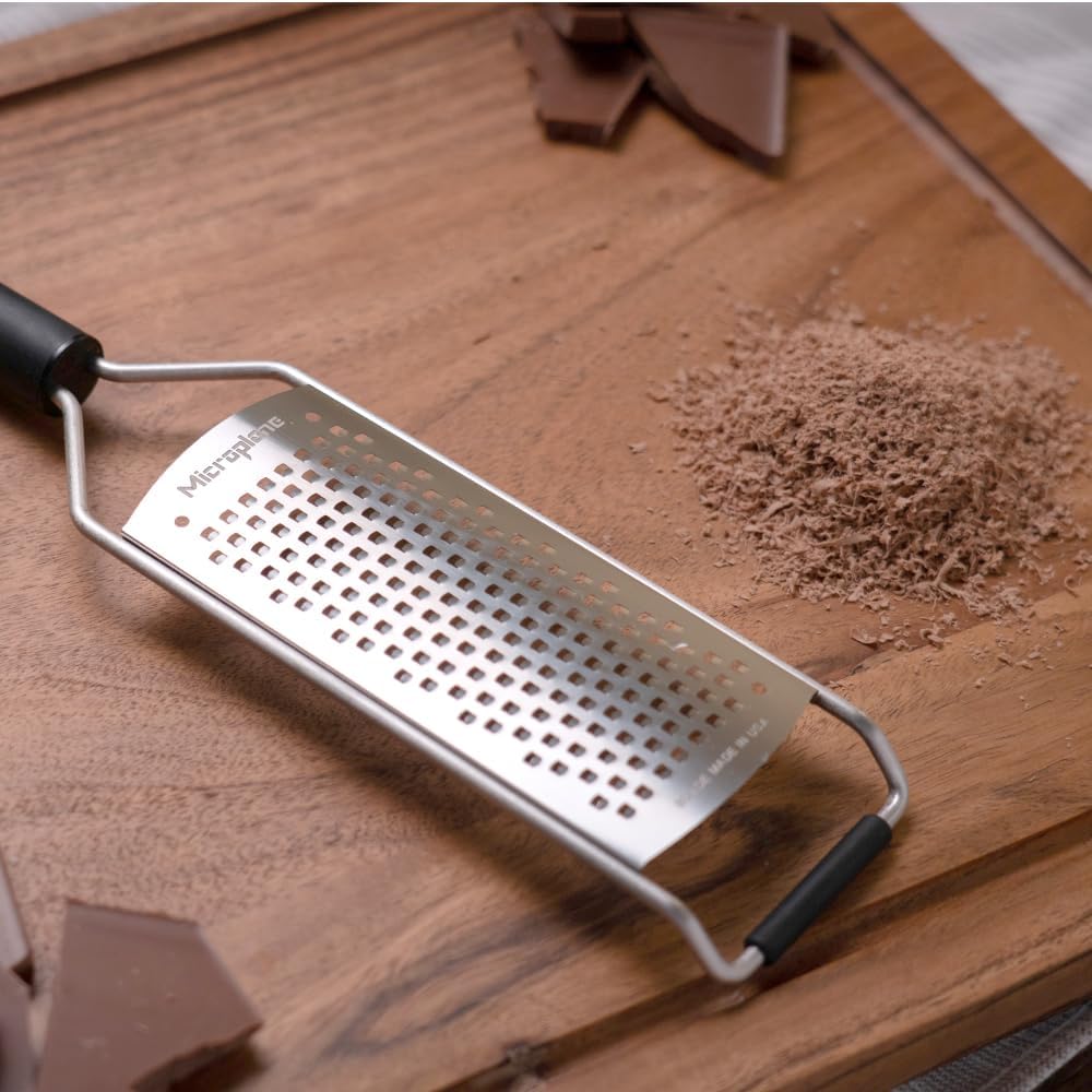 Savor Series Kitchen Grater Fine in Black for Hard Cheese Parmesan, Citrus Lemon, Orange, Lime, Ginger, Nutmeg, Cinnamon, Garlic, Chili, Chocolate - Stainless Steel Grater Made in USA