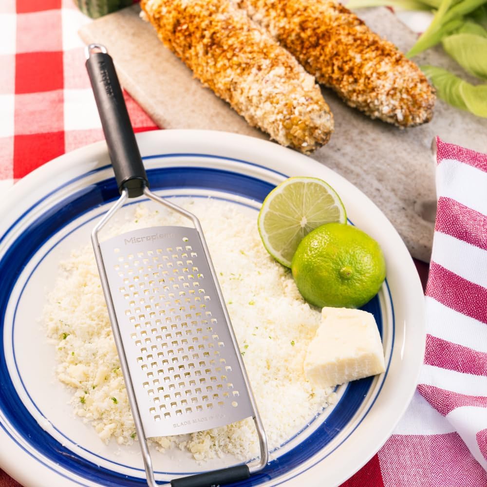 Savor Series Kitchen Grater Fine in Black for Hard Cheese Parmesan, Citrus Lemon, Orange, Lime, Ginger, Nutmeg, Cinnamon, Garlic, Chili, Chocolate - Stainless Steel Grater Made in USA