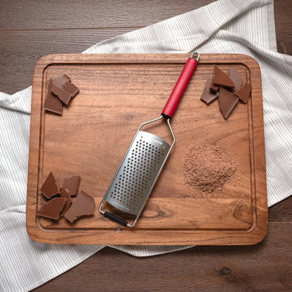 Savor Series Kitchen Grater Fine in Black for Hard Cheese Parmesan, Citrus Lemon, Orange, Lime, Ginger, Nutmeg, Cinnamon, Garlic, Chili, Chocolate - Stainless Steel Grater Made in USA