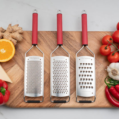 Savor Series Kitchen Grater Fine in Black for Hard Cheese Parmesan, Citrus Lemon, Orange, Lime, Ginger, Nutmeg, Cinnamon, Garlic, Chili, Chocolate - Stainless Steel Grater Made in USA