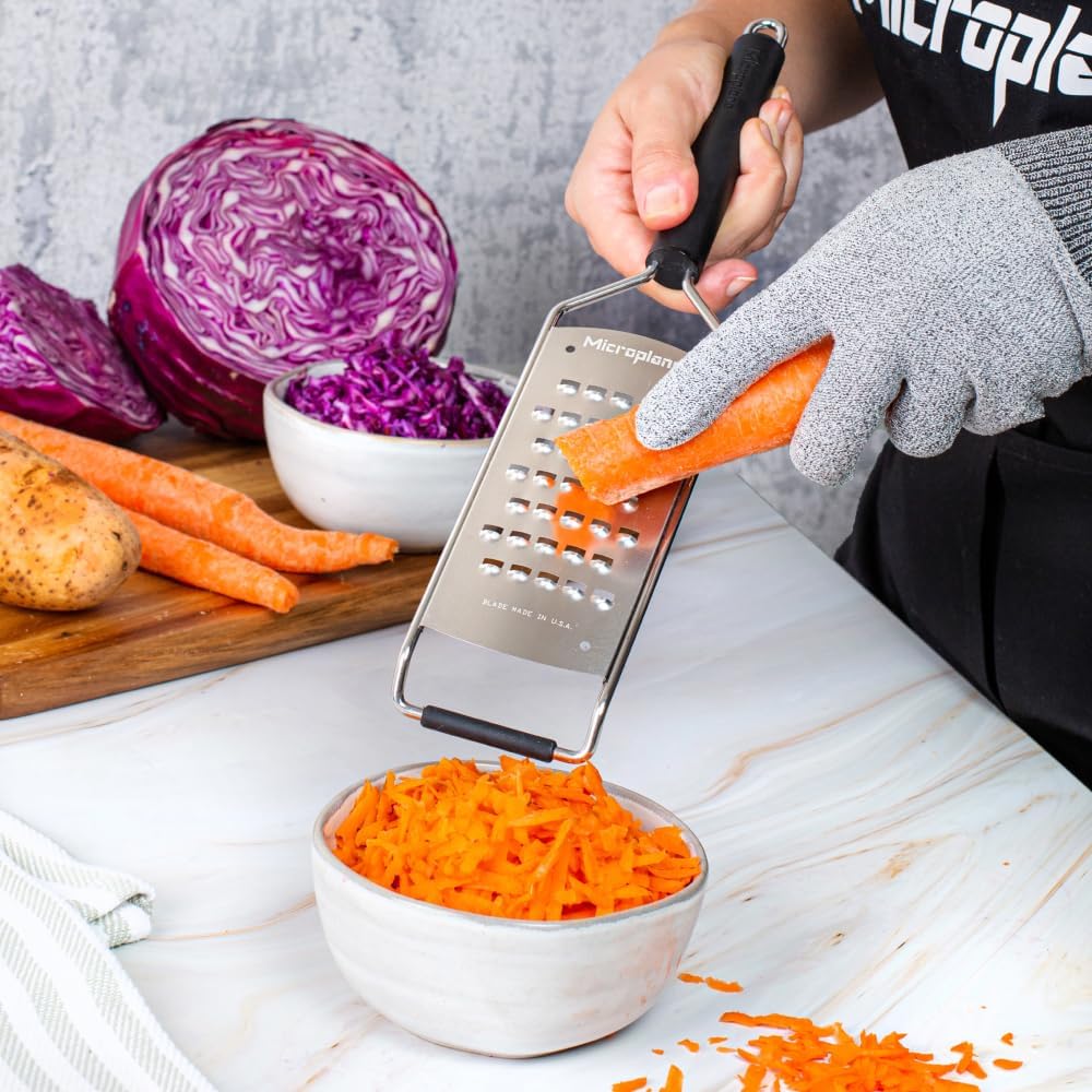 Savor Series Kitchen Grater Fine in Black for Hard Cheese Parmesan, Citrus Lemon, Orange, Lime, Ginger, Nutmeg, Cinnamon, Garlic, Chili, Chocolate - Stainless Steel Grater Made in USA