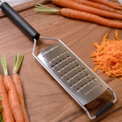 Savor Series Kitchen Grater Fine in Black for Hard Cheese Parmesan, Citrus Lemon, Orange, Lime, Ginger, Nutmeg, Cinnamon, Garlic, Chili, Chocolate - Stainless Steel Grater Made in USA