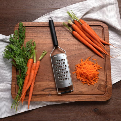 Savor Series Kitchen Grater Fine in Black for Hard Cheese Parmesan, Citrus Lemon, Orange, Lime, Ginger, Nutmeg, Cinnamon, Garlic, Chili, Chocolate - Stainless Steel Grater Made in USA