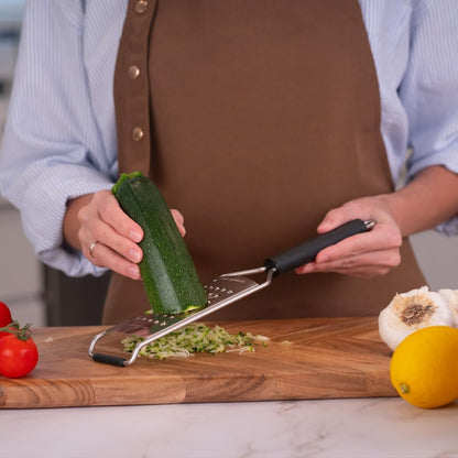 Savor Series Kitchen Grater Fine in Black for Hard Cheese Parmesan, Citrus Lemon, Orange, Lime, Ginger, Nutmeg, Cinnamon, Garlic, Chili, Chocolate - Stainless Steel Grater Made in USA