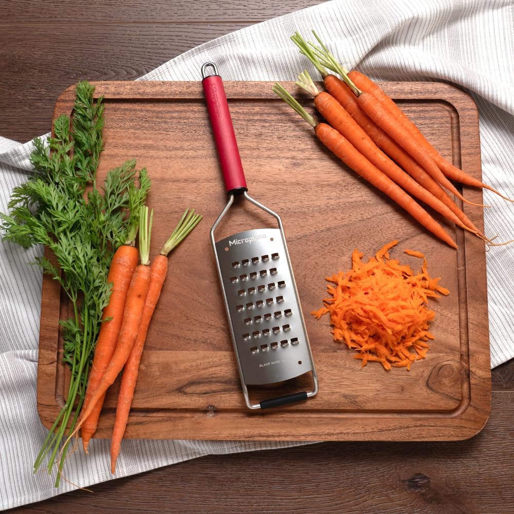 Savor Series Kitchen Grater Fine in Black for Hard Cheese Parmesan, Citrus Lemon, Orange, Lime, Ginger, Nutmeg, Cinnamon, Garlic, Chili, Chocolate - Stainless Steel Grater Made in USA