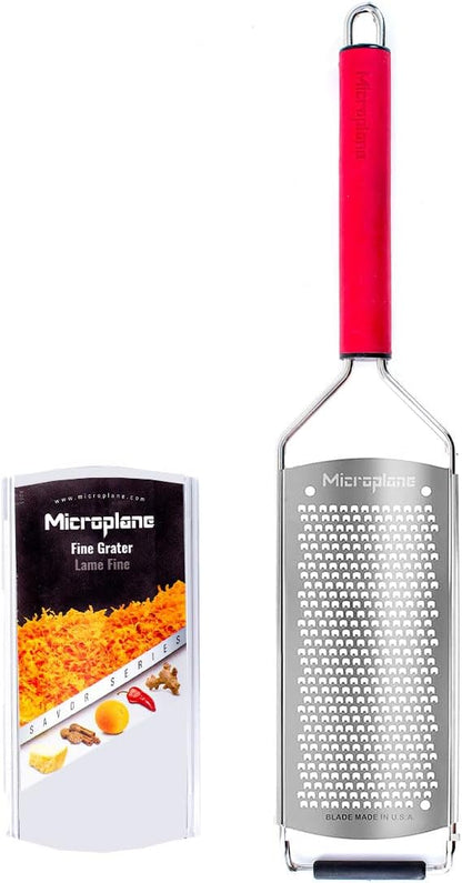 Savor Series Kitchen Grater Fine in Black for Hard Cheese Parmesan, Citrus Lemon, Orange, Lime, Ginger, Nutmeg, Cinnamon, Garlic, Chili, Chocolate - Stainless Steel Grater Made in USA