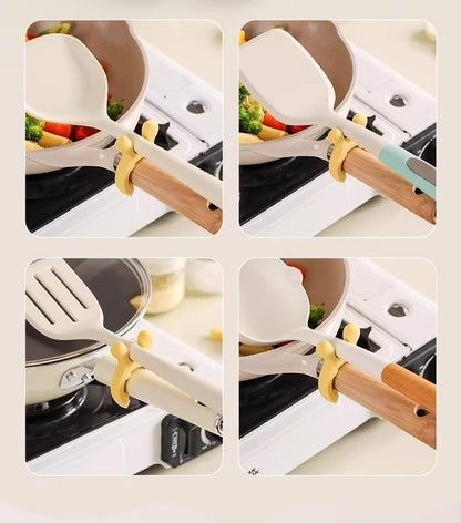 3 Pack Silicone Pot Clip Utensil Rest, Deer Antler Spoon Holder for Pot Handles, Boil Over Guard & Lid Lifter, Heat Resistant Spoon Rest for Kitchen, Fits Handles 0.5" or Thicker (Yellow-3PCS)