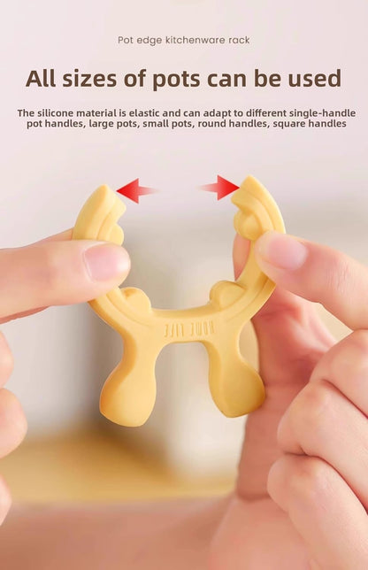3 Pack Silicone Pot Clip Utensil Rest, Deer Antler Spoon Holder for Pot Handles, Boil Over Guard & Lid Lifter, Heat Resistant Spoon Rest for Kitchen, Fits Handles 0.5" or Thicker (Yellow-3PCS)