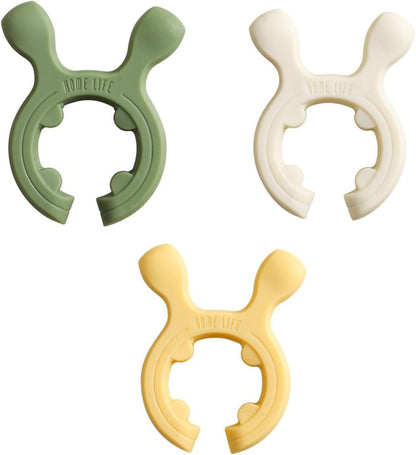 3 Pack Silicone Pot Clip Utensil Rest, Deer Antler Spoon Holder for Pot Handles, Boil Over Guard & Lid Lifter, Heat Resistant Spoon Rest for Kitchen, Fits Handles 0.5" or Thicker (Yellow-3PCS)