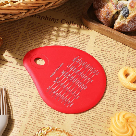 Silicone Dough Scraper Red 4.99", Flexible Bowl Scraper | Food Grade Silicone Bench Scraper with Measuring Chart, Dough Cutter for Bread, Pizza, Cake & Baking Kitchen Use