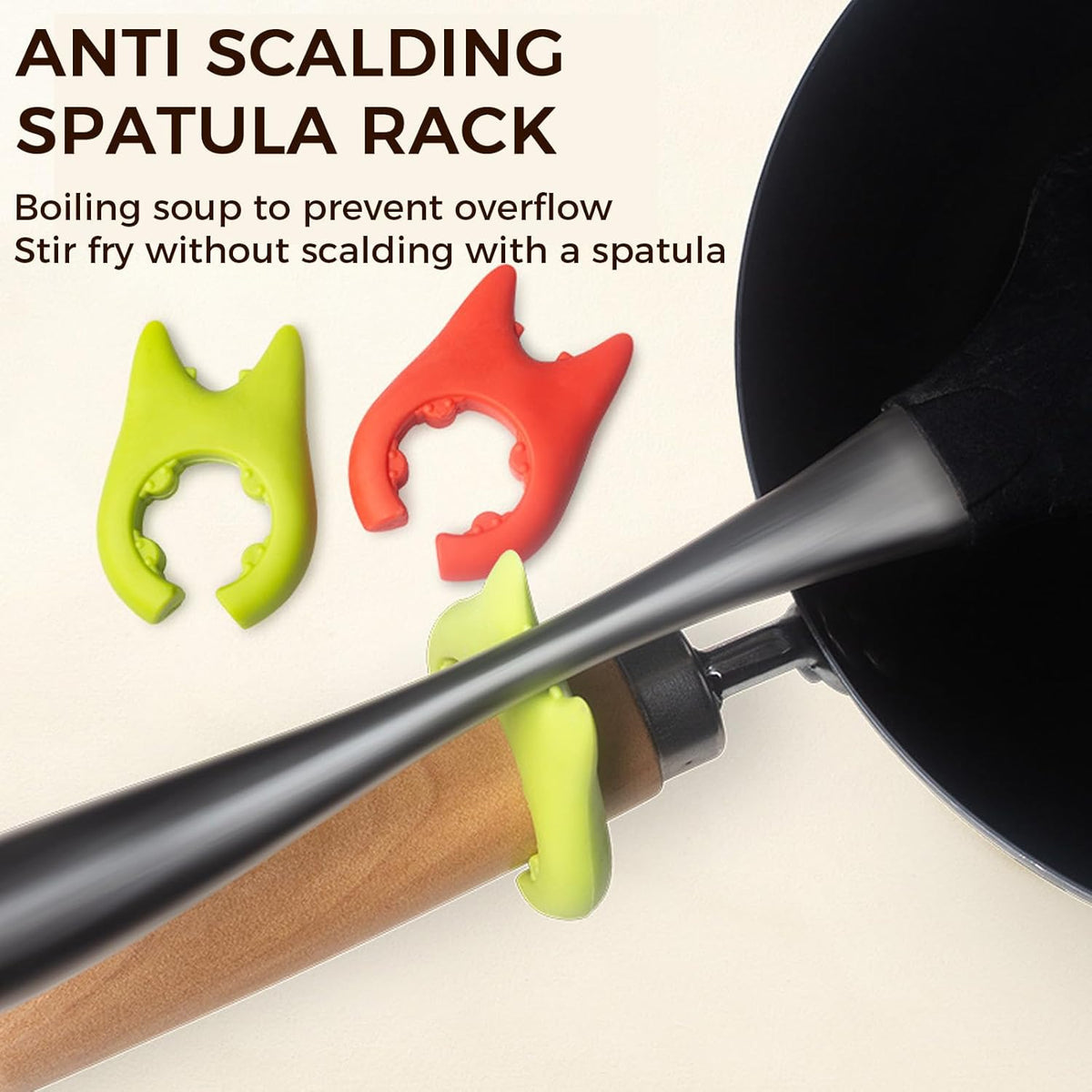 4pcs spoon holder to prevent burns and spills, with non perforated cooking pot holder creatively integrated with devil's kitchen accessories, used for placing spoons and spatulas after cooking