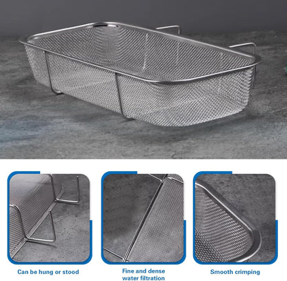 Stainless Steel Sink Drain Strainer Basket, Side Hanging Sink Strainer Colander Drain Basket, Kitchen Food Residue Waste Leftovers Vegetables Fruits Clean,10.63 x 4.72 x 1.77 inches
