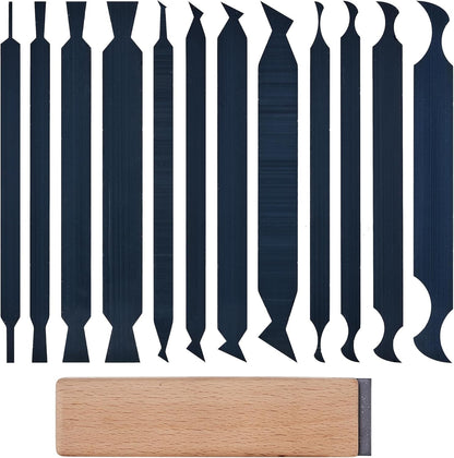 New Cabinet Scraper Cards and Cabinet Scraper Burnisher with 12 Piece Multi-Shaped Scraper Set Suitable for Various Small space and Small-Sized Tasks(HTCSCS13)