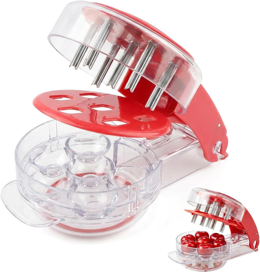 Cherry Pitter Tool, Portable Cherry Corer Pitter with Ergonomic Push Design, Pit 6 Cherries at Once, for Making Cherries Jam, Easy to Use