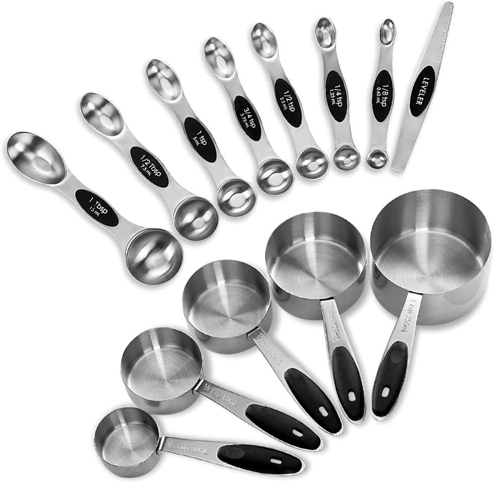 Measuring Cups and Magnetic Measuring Spoons Set, Black