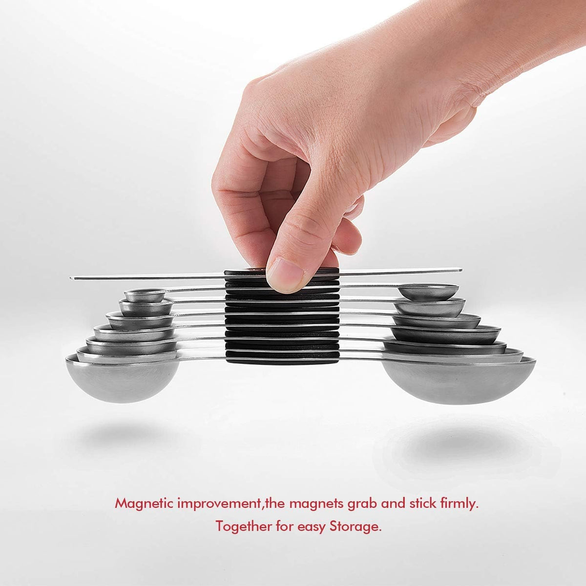 Measuring Cups and Magnetic Measuring Spoons Set, Black