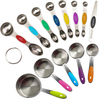 Measuring Cups and Magnetic Measuring Spoons Set, Black