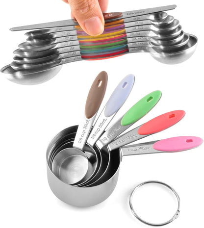 Measuring Cups and Magnetic Measuring Spoons Set, Black