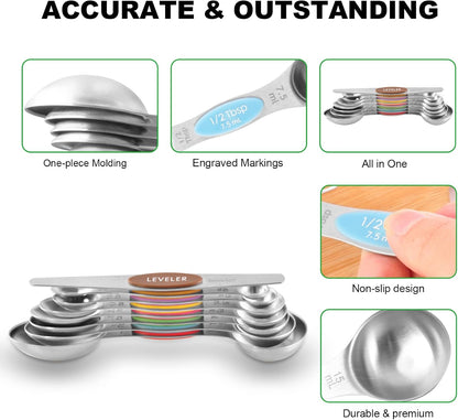 Measuring Cups and Magnetic Measuring Spoons Set, Black