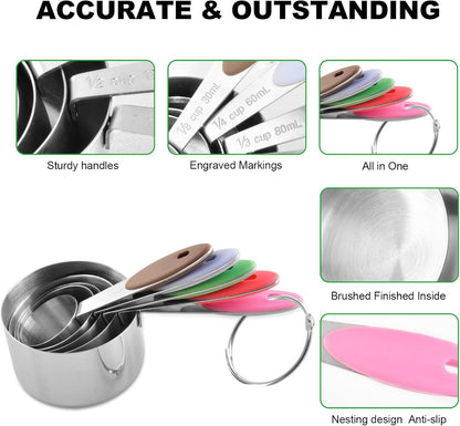Measuring Cups and Magnetic Measuring Spoons Set, Black