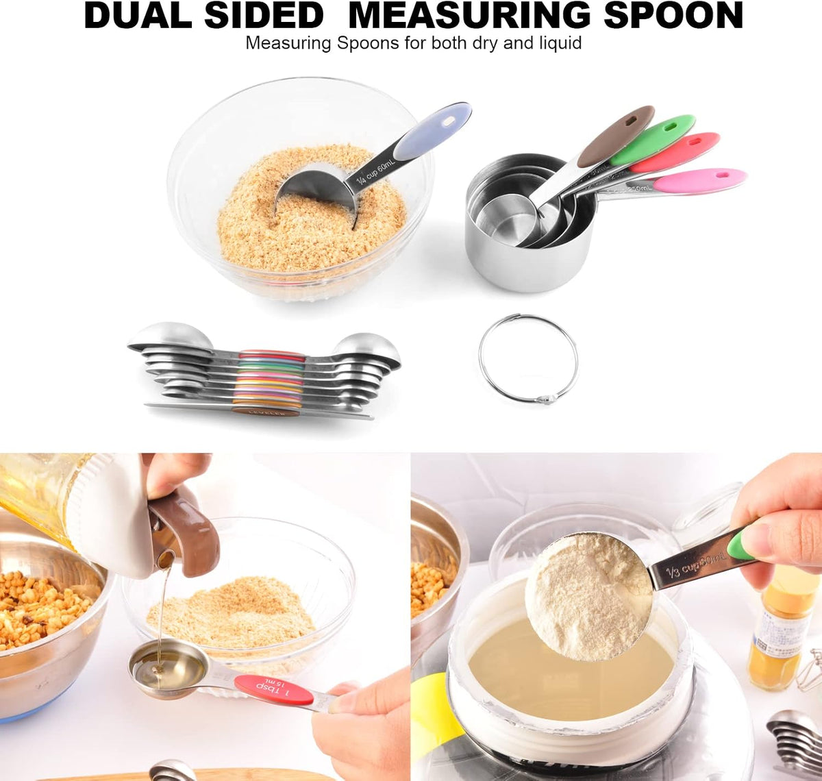 Measuring Cups and Magnetic Measuring Spoons Set, Black