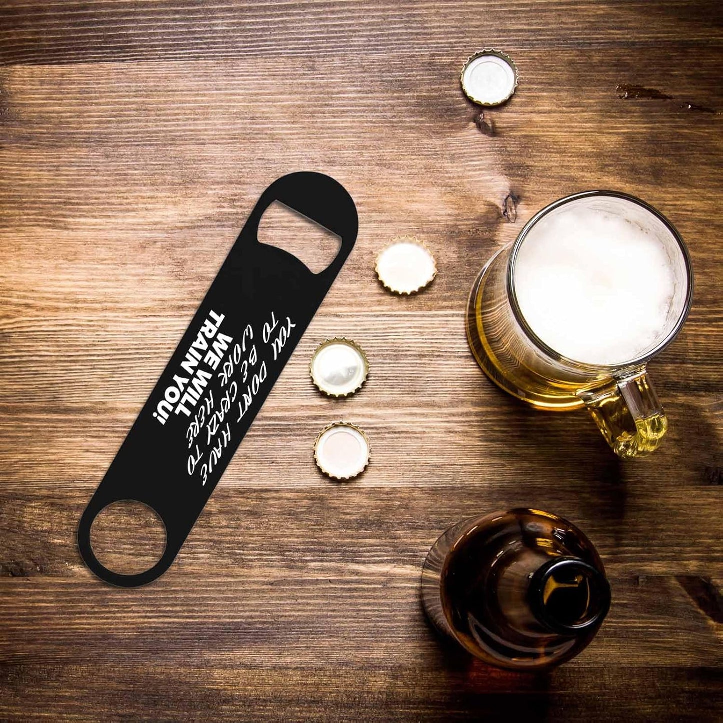 Black White Checkered Stainless Steel Bottle Opener Cool Car Racing Sports Plaid Pattern Geometric Design Flat Beer Bottle Opener Keychain for Home Kitchen Bar Restaurant Party Birthday Gift