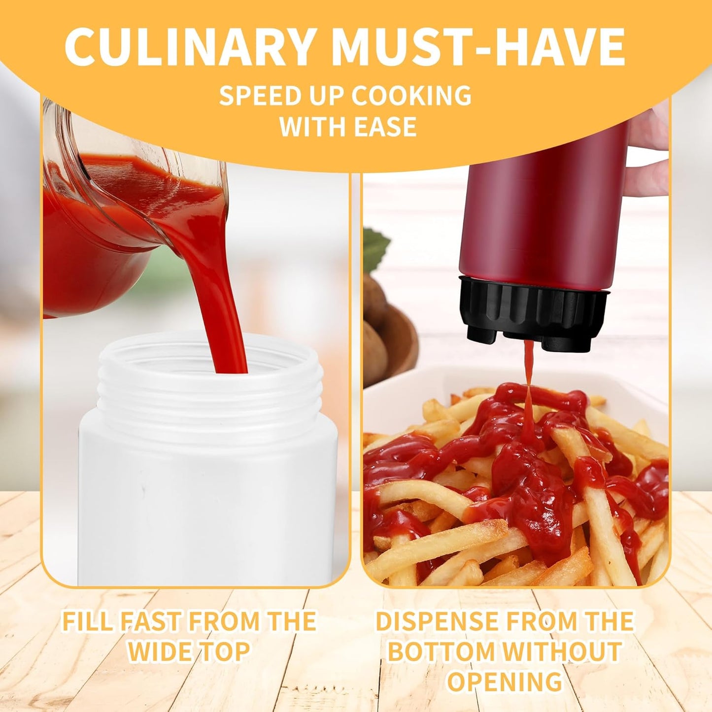 3pcs 20 oz Inverted Condiment Squeeze Bottles, Leak-proof Refillable Sauce Container for All Types Liquid, Plastic Squeeze Dispenser for Ketchup Mustard Mayo Honey Syrup Oil