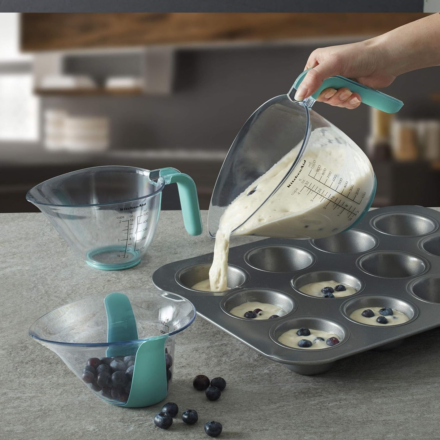 KitchenAid KQ298OSOBA Gourmet Set of 3 Measuring Jugs, Onyx