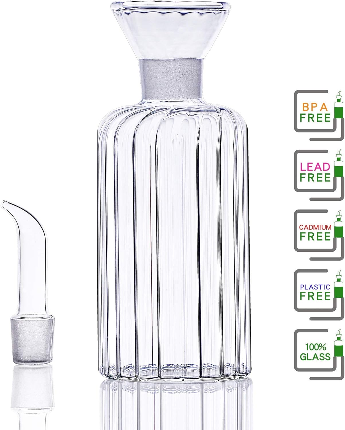 16 oz/480ml Non-Drip Olive Oil Dispenser Bottle 100% Glass Oil Carafe Decanter for Kitchen Oil & Vinegar Cruet for Cooking & BBQ