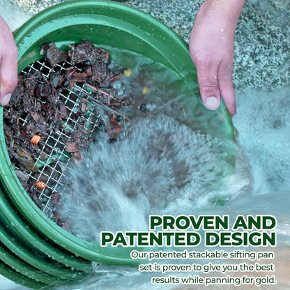 SE 13.25 Inch Wide Stackable Classifier Gold Prospecting Pan - 1/8 Inch Stainless Steel Mesh Sifting Pan, Green