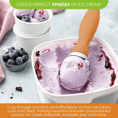 Spring Chef Heavy Duty Ice Cream Scoop with Comfortable Handle - Professional Ice Cream Scooper for Gelato, Sorbet, Cookie Dough, Melon, Frozen Yogurt - Dishwasher Safe Metal Kitchen Tool - Black