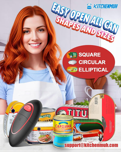 One Touch Electric Can Opener Fits All Can Sizes for Seniors with Arthritis, Battery Operated Can Opener with Smooth Edge, Food Safe Kitchen Gadgets Automatic Can Opener for Kitchen