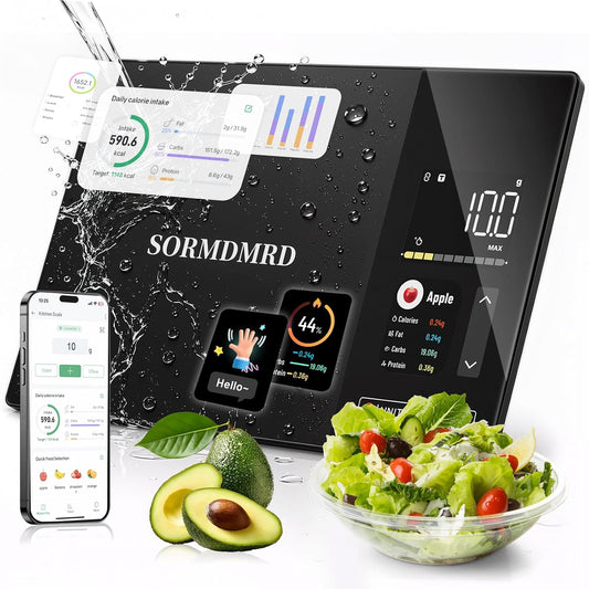 Smart Kitchen Food Scale with Nutritional Calculator, Calorie Fat Carbs Protein Tracker, Free App, Barcode Scan, Food Preload, 23 Nutrients, On-Screen Display, Personal Goals, 11 lb / 5 kg