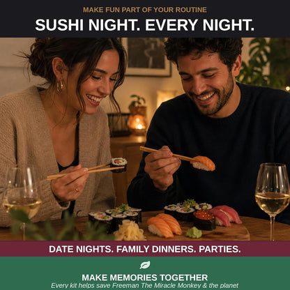 Albino monkey Sushi Making Kit with Pro Sashimi Knife – Roll 10+ Sushi Types – Sushi Bazooka, Bamboo + Dishwasher-Safe Mats, Nigiri Mold & Avocado Slicer Gift Box + Step-by-Step Video Guide