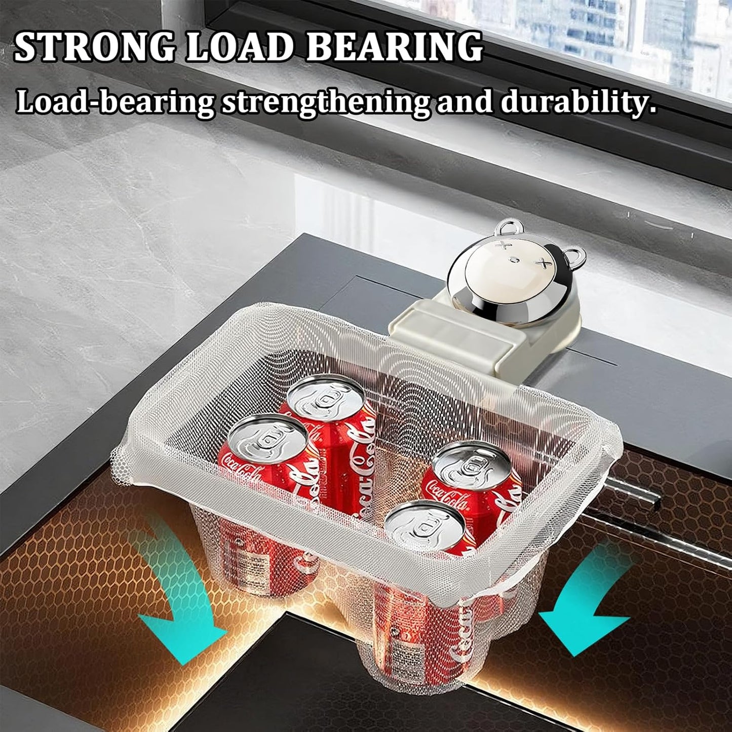 Kitchen Sink Strainer with 100 PCS Filter Mesh Bag, Food Waste Filter Basket, Suction Cup Folding Washing Vegetables and Fruits Drying Bag Holder(Silver)