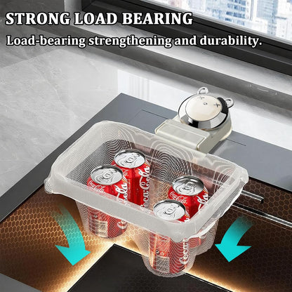 Kitchen Sink Strainer with 100 PCS Filter Mesh Bag, Food Waste Filter Basket, Suction Cup Folding Washing Vegetables and Fruits Drying Bag Holder(Silver)