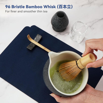 Joiish Matcha Whisk Set, Matcha Kit 10-Pcs, Bamboo Whisk and Ceramic Bowl with Spout & Measuring Spoon & Cup, Japanese Ceremony Matcha Tea Powder Making Tools, Light Green