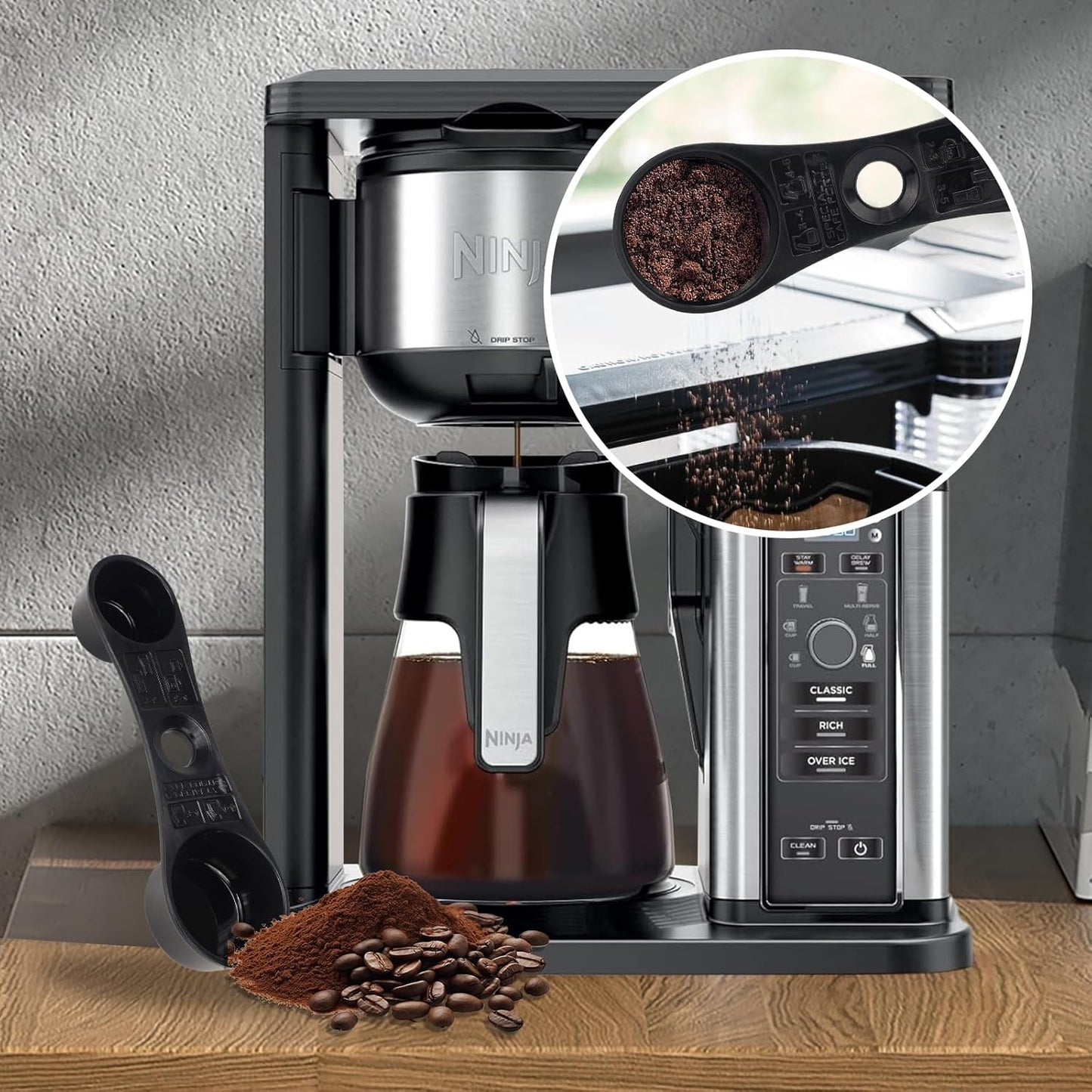 Smart Coffee Scoop Spoon for Ninja CF090 CF091 CF092 CF097 Coffee Bar System, Double Sided Measuring Scoop Spoon for Cuisinart Mr. Coffee Keurig K-Cup