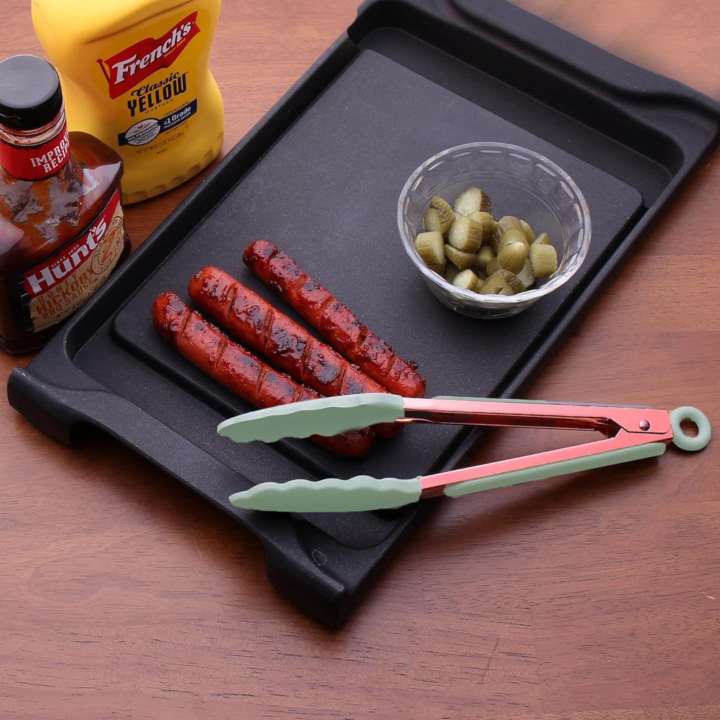 COOK WITH COLOR Stainless Steel Silicone Tipped Kitchen & BBQ Tongs Set, 3 Pc Utensils, Grey