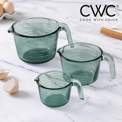 COOK WITH COLOR Glass Measuring Cups - Ideal for Cooking and Baking, Green