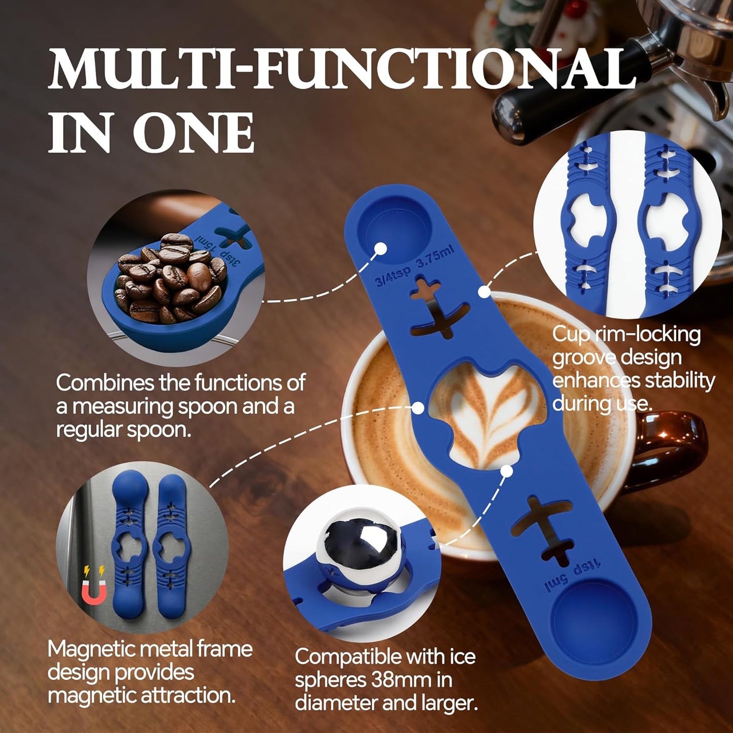 Espresso Cooling Ball Set - Rapidly Chills Espresso Without Dilution to Taste the Difference, with Magnetic Measuring Spoons & Silicone Ice Tray, Versatile for Coffee, Cocktails & Whiskey (Green)