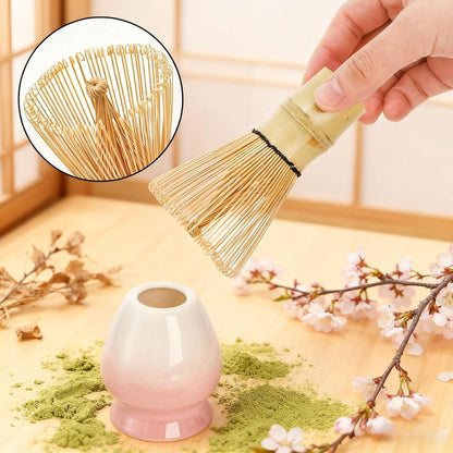 8 Pack Matcha Whisk Set, Japanese Matcha Tea Set, Ceramic Mixing Bowl with Spout, Bamboo Measuring Spoon and Scoop Stand, Towel, Whisk Holder, Stainless Sifter, Gift for Beginner, Tea Ceremony