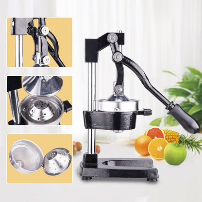 CO-Z Manual Citrus Juicer, Commercial Grade Cast Iron Orange Juicer, Professional Heavy Duty Juice Press with Removable Strainer, Manual Juice Extractor for Orange Lemon Pomegranate Citrus, Black