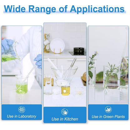 Glass Beakers Set, 5 Sizes - 10ml, 25ml, 50ml, 100ml, 250ml, 3.3 Borosilicate Beaker for Laboratories, Classrooms or Home, Griffin Low Form Lab Beakers