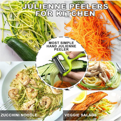 GANNK Potato Apple Vegetable Peelers for Kitchen, I and Y Peelers for Fruit Veggie Potatoes Carrot Cucumber, 3 in 1 Blade Spin Design With Julienne Function