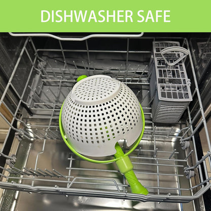 Collapsible Salad Spinner 3-in-1, 3Qt Space Saving Colander & Vegetable Dryer, Foldable for Easy Storage, Dishwasher Safe, BPA-Free, Non-Slip Base, for Small Kitchens, Dorms, RV, Camping