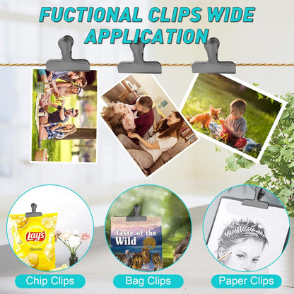 Funfery Chip Clips Bag Clips Gold Stainless Steel Clip for Food Storage,Air Tight Seal Chip Bag Clip 3 Inch Strong Food Clipp for Snack,Chips,Kitchen Decor,Home&Office Paper Heavy Duty-8 Pack
